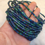 Antique old traded  blue color glass beads jewelry necklace  mala .