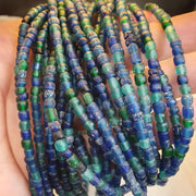 Antique old traded  blue color glass beads jewelry necklace  mala .