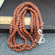 Striped Orange Glass, Venetian Inspired Skunk Bead Strand | Lampwork | 7.5-7.9mm, Matte Finish, Boho Chic