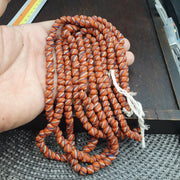 Striped Orange Glass, Venetian Inspired Skunk Bead Strand | Lampwork | 7.5-7.9mm, Matte Finish, Boho Chic