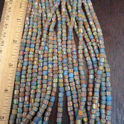 Small Venetian Glass, Turquoise Striped Gooseberry Beads | Handcrafted Lampwork, 5.6–5.7mm | 22–24in Strand