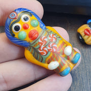 Rare Venetian Style Face Beads Set - Large Murano Glass Figure & Two Head Beads - Handmade Lampwork Art