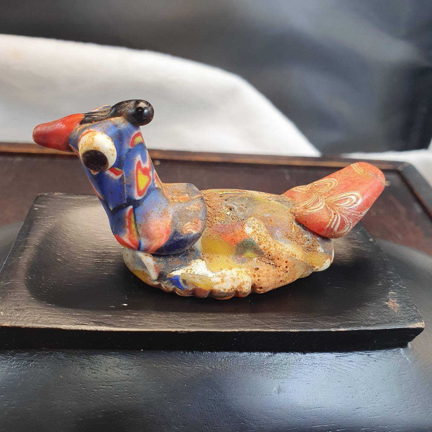Rare Antique Style Murrine Bird Bead Large 7cm Murano Style Glass Bird Figurine