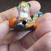 Artisan Glass Face Beads, African Style Bead Lot, Large Figural Bird and Person Beads, Millefiori Lampwork, Whimsical Jewelry Supplies, 5pc