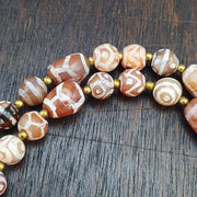 Tibetan Etched Agate Bead Necklace | Tribal Dzi Style Statement Jewelry | Hand-Knotted Bohemian Agate Choker
