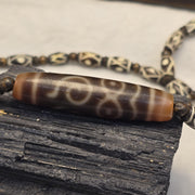 Taiwan dzi bead necklace with hand-carved Tibetan bone beads – photo 2 of 5
