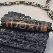 Taiwan dzi bead necklace with hand-carved Tibetan bone beads – photo 1 of 5