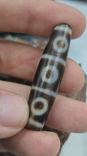 Rare 48mm 8-Eye Taiwan Dzi Bead with Dragon Skin Weathering 8-Eyed Dzi Bead Amulet for Success & Protection