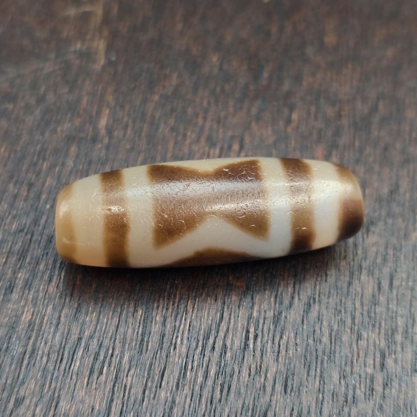 Authentic Taiwan Dzi Agate Harmony & Love Amulet – Authentic Patterned Protection Talisman – High-Quality Focal Bead Spiritual Gift