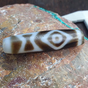 Taiwan etched agate dzi bead with unique eyes pattern – photo 3 of 5