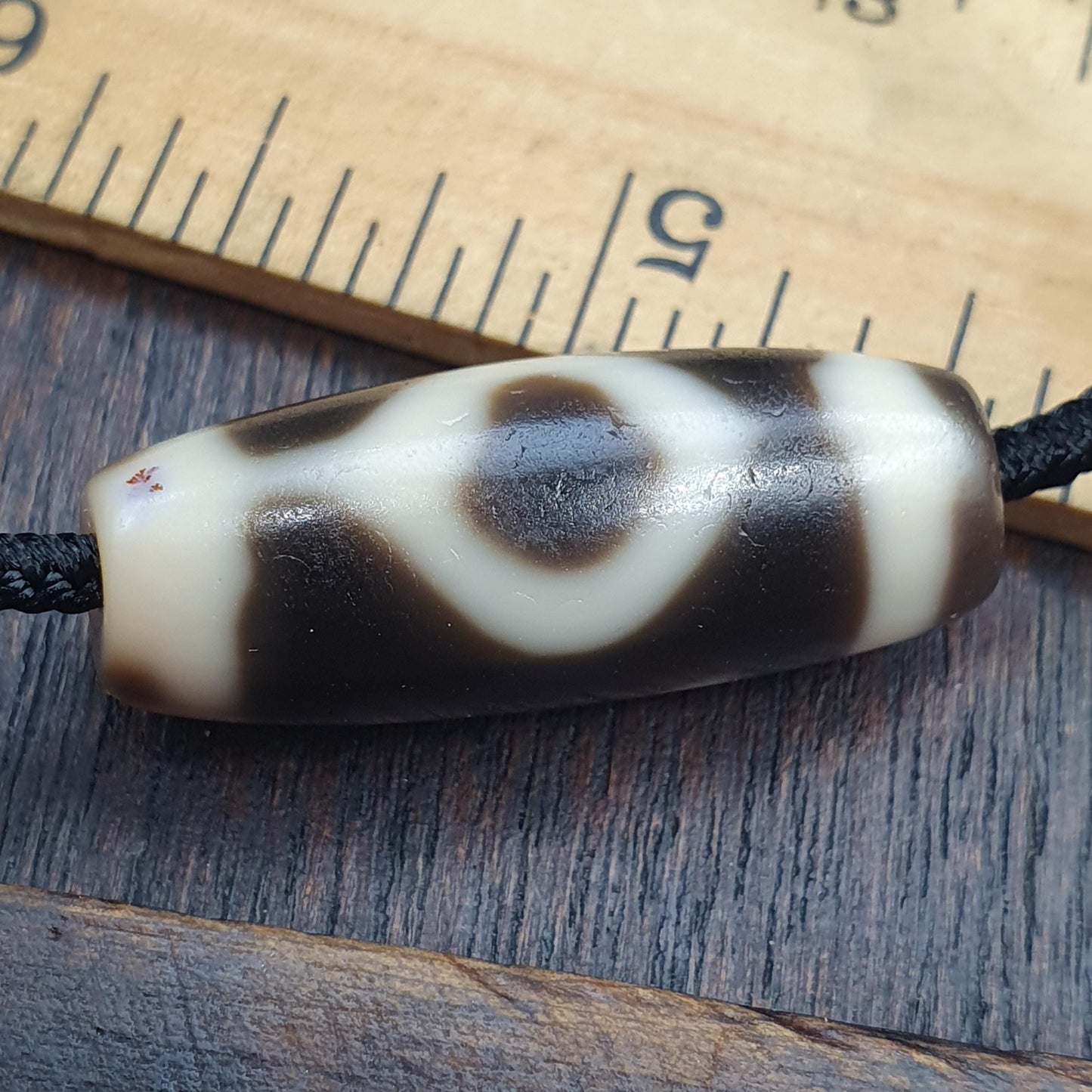 Rare Diamond & Square Eye Dzi Bead Tibetan Himalayan Agate – Heaven and Earth Geometric Amulet 4 Direction Protection Talisman