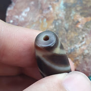 Rare Striped Eye Dzi Bead – Tibetan Taiwan Agate – Harmony & Flow Amulet