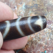 Rare Striped Eye Dzi Bead – Tibetan Taiwan Agate – Harmony & Flow Amulet