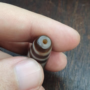 Rare Authentic Tibetan 3 Eye Dzi Bead Weathered Patina Wealth Health & Longevity Amulet