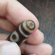 Rare Authentic Tibetan 3 Eye Dzi Bead Weathered Patina Wealth Health & Longevity Amulet