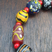 Chevron Glass Beads, Vintage African Venetian Bracelet - Luminous Pattern | Beading Thread, Standard Wrist