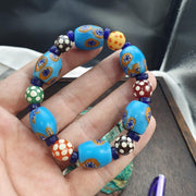 Sky Blue Murano, Vintage Venetian Style Bracelet | Glass Trade Beads | Stretch One Size Fits Most