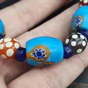 Sky Blue Murano, Vintage Venetian Style Bracelet | Glass Trade Beads | Stretch One Size Fits Most