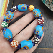 Sky Blue Murano, Vintage Venetian Style Bracelet | Glass Trade Beads | Stretch One Size Fits Most