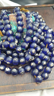 Cobalt Blue Evil Eye, Antique Glass Strand - Matte Venetian Inspired Lampwork, Collectors Necklace, Loose Beads