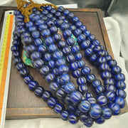 Cobalt Blue Melon, Venetian Molded Strand | Frosted Glass Trade | 17-18Mm Chunky Focal, Designer Jewelry Supply