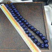 Cobalt Blue Melon, Venetian Molded Strand | Frosted Glass Trade | 17-18Mm Chunky Focal, Designer Jewelry Supply