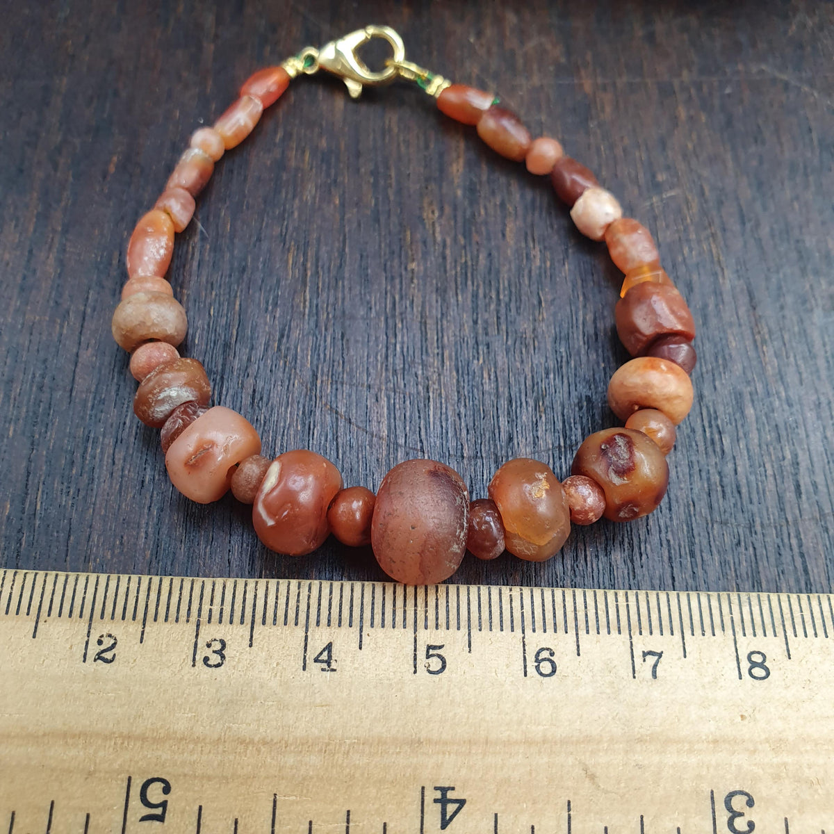 Ancient Carnelian Bracelet, Suleimani Agate Bead Jewelry, Antique Tribal Protection Talisman, Historical Gift for Collector, Banded Agate