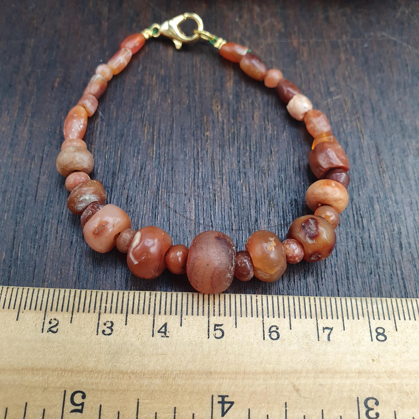 Ancient Carnelian Bracelet, Suleimani Agate Bead Jewelry, Antique Tribal Protection Talisman, Historical Gift for Collector, Banded Agate