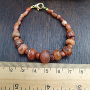 Ancient Carnelian Bracelet, Suleimani Agate Bead Jewelry, Antique Tribal Protection Talisman, Historical . for Collector, Banded Agate