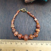 Ancient Carnelian Bracelet, Suleimani Agate Bead Jewelry, Antique Tribal Protection Talisman, Historical . for Collector, Banded Agate