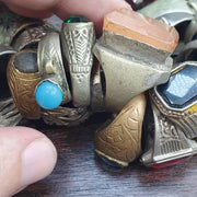 57 Pieces Antique vintage rings with agate, Glass and Resin center Stones