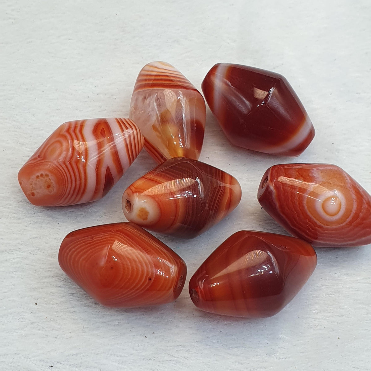 Himalayan red agate beads lot 7 – tibetan carnelian beads, eye agate beads