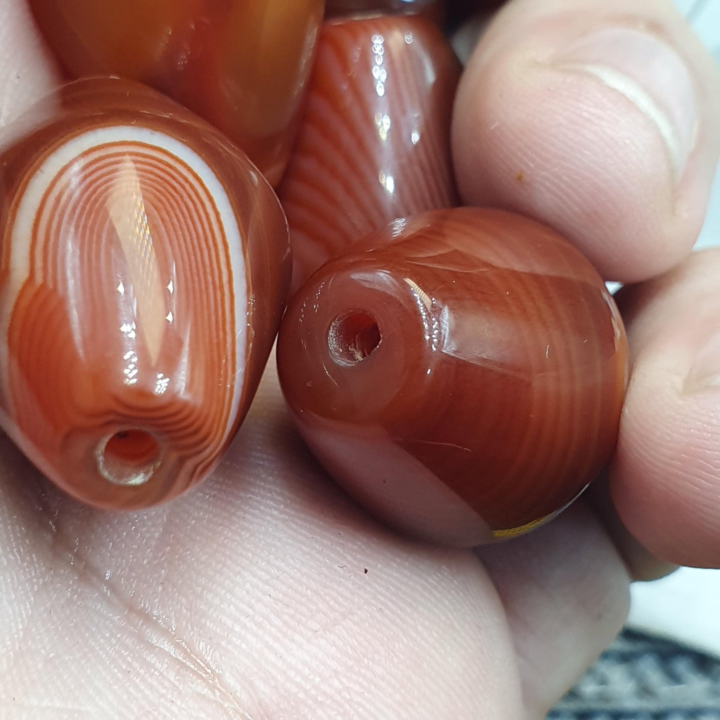 Himalayan red agate beads lot 5 – tibetan carnelian beads, eye agate beads