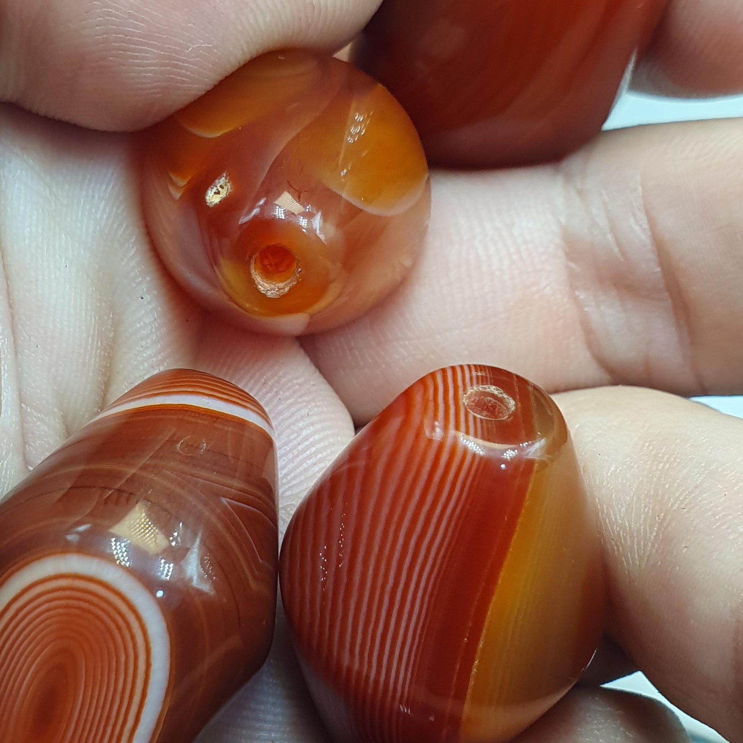 Himalayan red agate beads lot 5 – tibetan carnelian beads, eye agate beads
