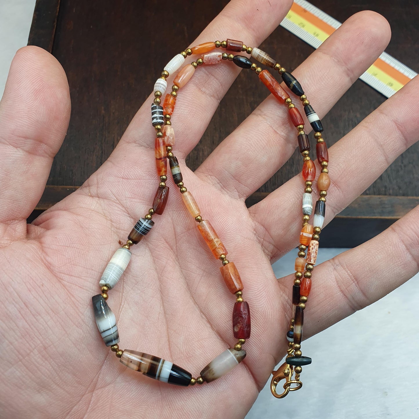 Ancient Yemeni banded Agate Bead, Rare Middle Eastern Antique beads Necklace, Chung Agate Beads