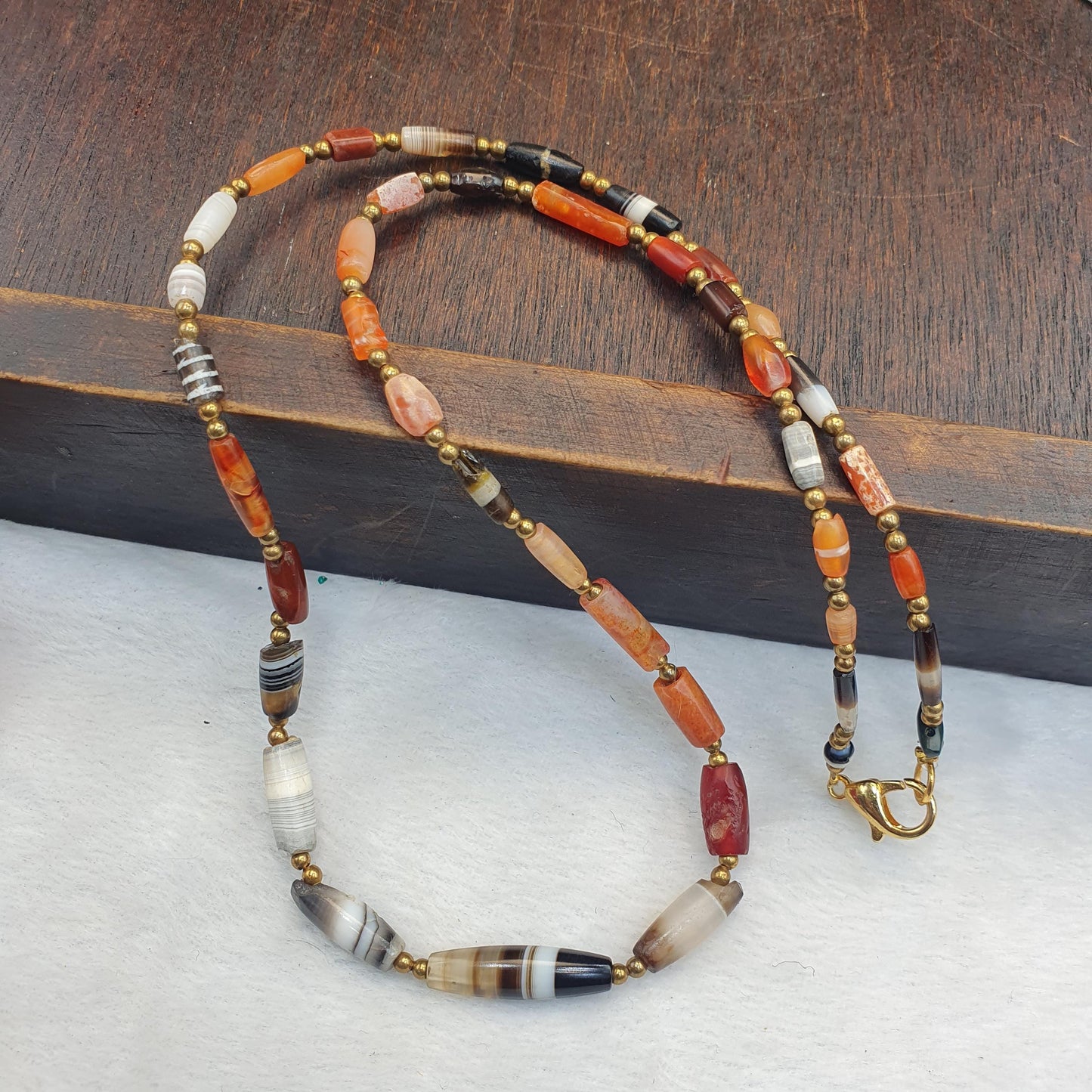 Ancient Yemeni banded Agate Bead, Rare Middle Eastern Antique beads Necklace, Chung Agate Beads