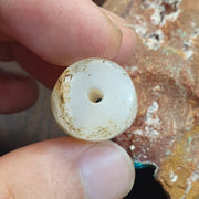 Ancient himalayan indo tibetan White agate bead, spiritual amulet, collectible bead