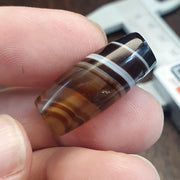 Antique Yemeni Agate, Banded Sulemani Bead | Natural Stone | 25.7mm Tabular Barrel, Heirloom Focal