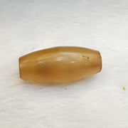 Antique Yellow Agate, Honey Chalcedony Barrel Bead, Glassy Waxy Patina | Translucent Quartz | 25.3mm