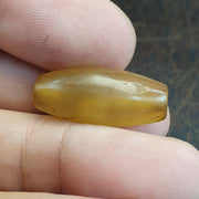 Antique Yellow Agate, Honey Chalcedony Barrel Bead, Glassy Waxy Patina | Translucent Quartz | 25.3mm