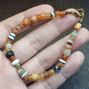 Ancient Carnelian, Heirloom Bracelet | Mixed Agate, Crystal Quartz, Chalcedony | 8.25 Inch Wrist Fit