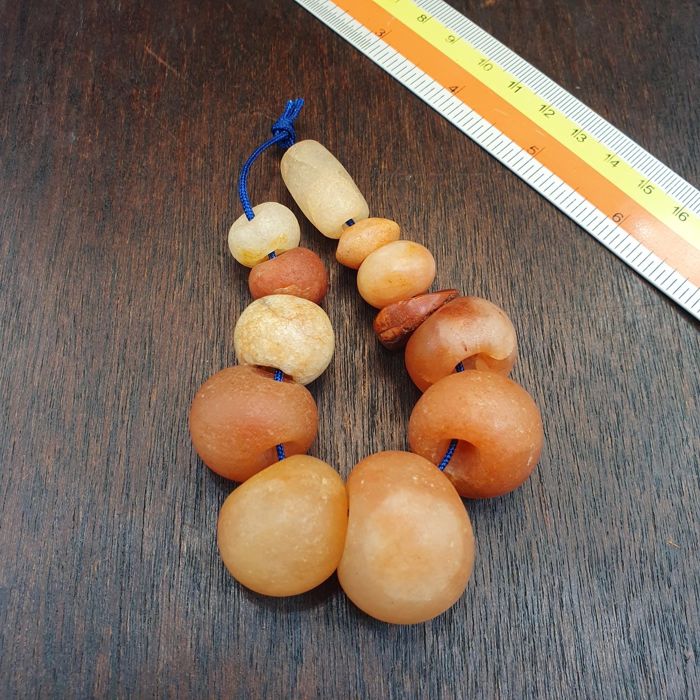 Giant Ancient Carnelian & Pebble Quartz Crystal, Archeological Trade Bead Strand rare Collectible Gift