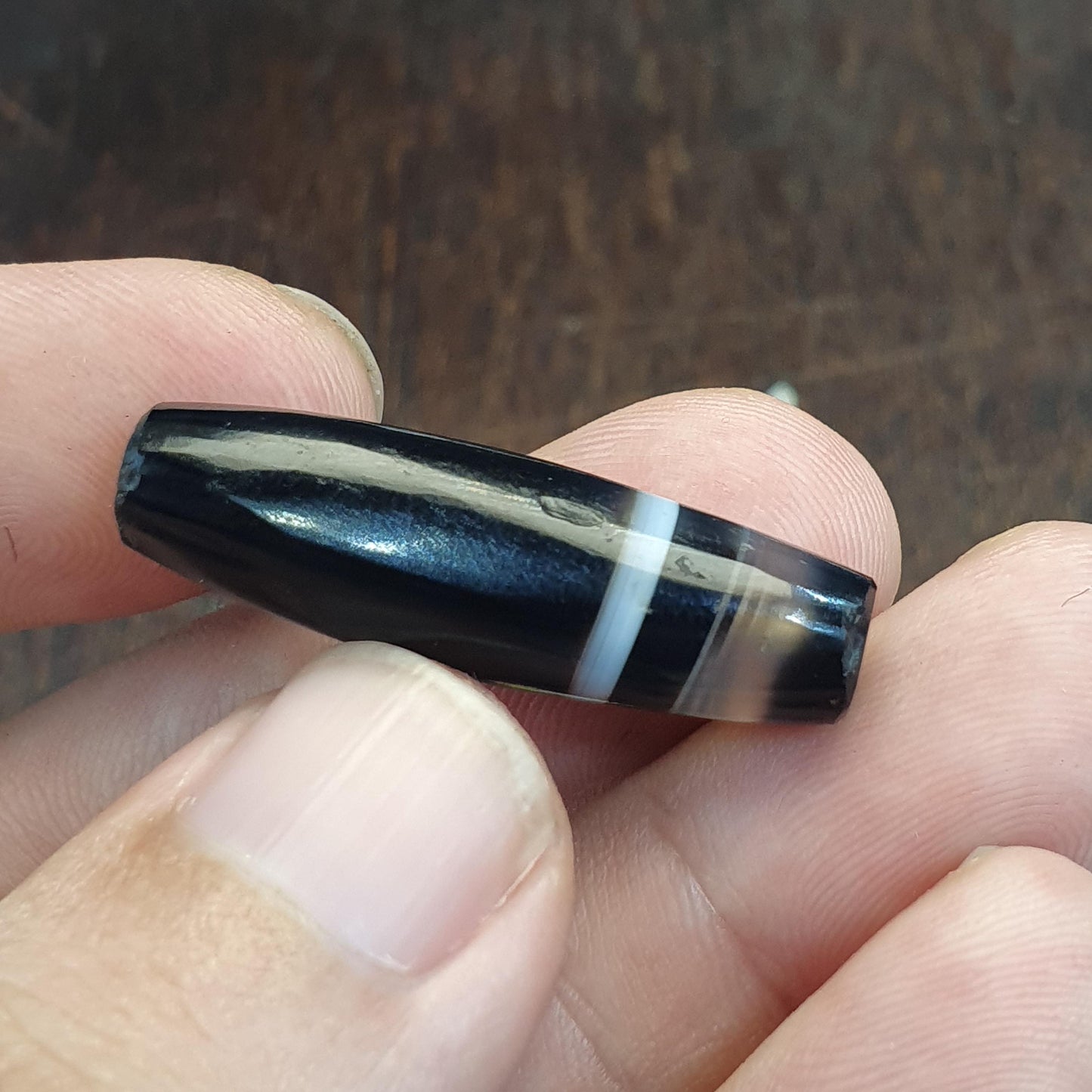 Antique Yemeni Agate Bead 34.3mm, Banded Sulemani Agate, Natural Striped Agate Talisman, Ancient Style Chung Dzi Bead, Collectible