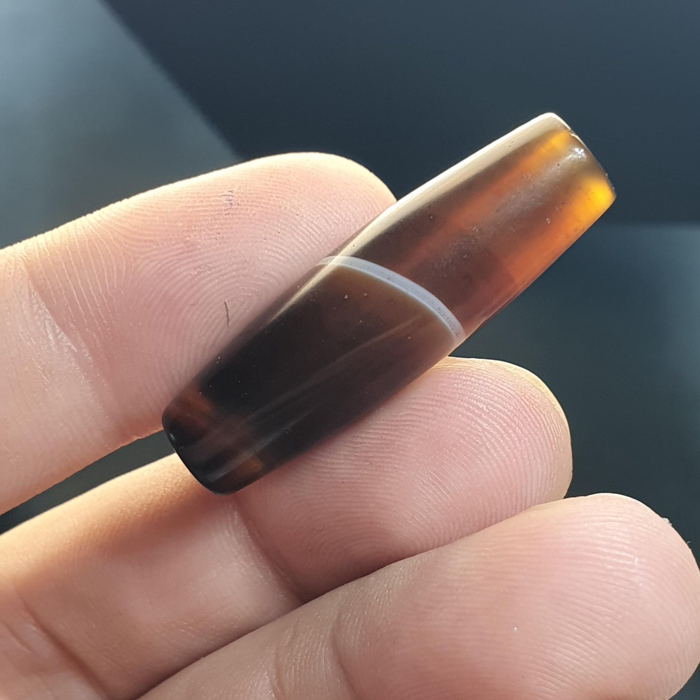 Antique Yemeni Agate Bead 38mm, Banded Sulemani Agate, Natural Striped Agate Talisman, Ancient Style Chung Dzi Bead, Collectible
