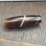 Antique Yemeni Agate, Tabular Barrel Focal Bead | Sulemani Quartz, Warm Honey To Chocolate Stripes - 38mm