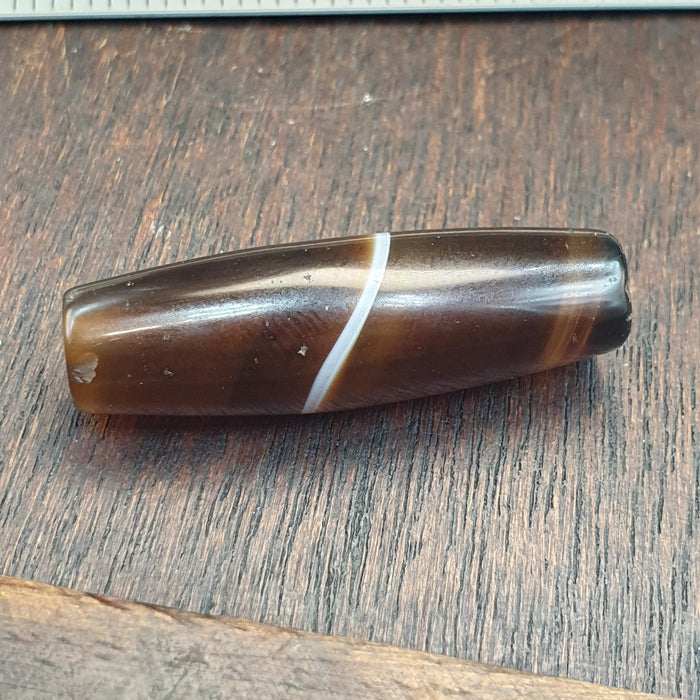 Antique Yemeni Agate Bead 38mm, Banded Sulemani Agate, Natural Striped Agate Talisman, Ancient Style Chung Dzi Bead, Collectible
