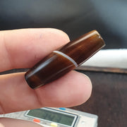 Antique Yemeni Agate, Tabular Barrel Focal Bead | Sulemani Quartz, Warm Honey To Chocolate Stripes - 38mm