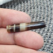 Antique Yemeni Agate, Banded Sulemani Focal Bead, Tabular Barrel Shape | Natural Untreated Quartz | 34mm Talisman