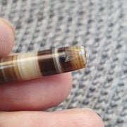 Antique Yemeni Agate, Banded Sulemani Focal Bead, Tabular Barrel Shape | Natural Untreated Quartz | 34mm Talisman