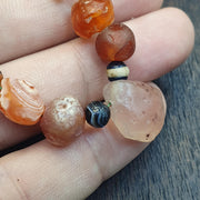 Antique African and Yemeni Carnelian Agate Bead Bracelet: Rare Traded Beads, Mali